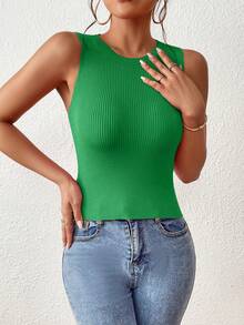 Chiquease 交叉露背條紋針織上衣 - 綠色 - 查看 3
