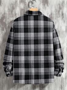 Manfinity Homme Men Plaid Print Pocket Patched Shirt Without Tee