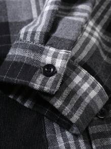 Manfinity Homme Men Plaid Print Pocket Patched Shirt Without Tee