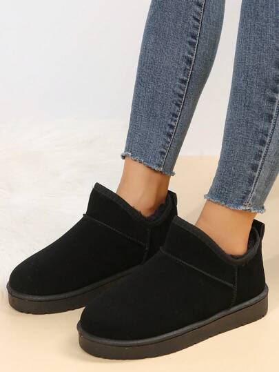 2025款加厚保暖短款雪地靴，极简保暖内衬，冬季毛绒靴