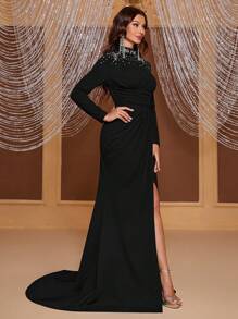 YISIKADO 水鑽細節高衩正式洋裝