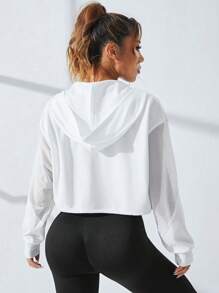 SHEIN Hollow Out Zip Up Hooded Sports Jacket