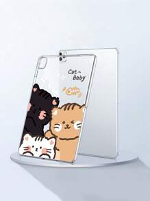卡通貓樣式透明保護套適用於iPad - 彩色 - 查看 2