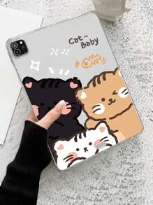 卡通貓樣式透明保護套適用於iPad - 彩色 - 查看 3