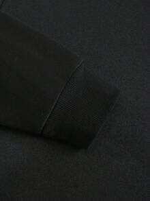 SHEIN EZwear 英文字母圖形保暖內裡運動衫 - 黑色 - 查看 3