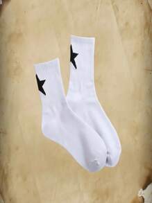 ROMWE Academia 2pairs Women Star Pattern Crew Socks