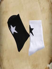 ROMWE Academia 2pairs Women Star Pattern Crew Socks