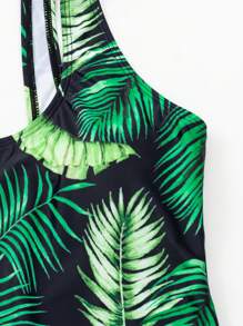 SHEIN Swim Bản in nhiệt đới Đồ bơi một mảnh Với váy đi biển - Nhiều màu - Xem 6