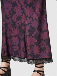 Maryam Alam Goth 大碼印花蕾絲邊半身裙 - 酒紅色 - 查看 5