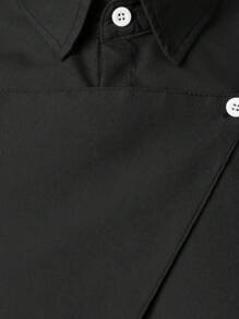 Men Solid Button Front Shirt - Black - View 4