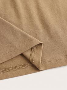 SHEIN BASICS 素色工字背心上衣 - 卡其色 - 查看 3