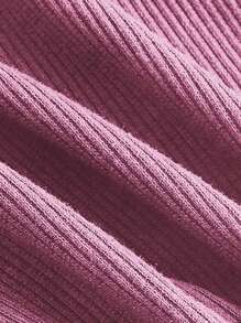 SHEIN MOD Áo nữ Bất đối xứng Hội Chữ thập Cắt ra Gân đan màu trơn Giải trí - Màu Hồng baby - Xem 3