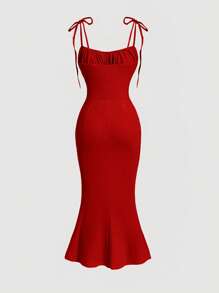SHEIN MOD Tie Shoulder Ruched Bust Mermaid Hem Cami Dress