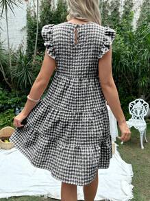 SHEIN Grossesse Robe À Carreaux À Volants Blouse Allaitement