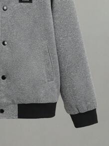 SHEIN 男大童字母拼貼細節連帽保暖襯裡夾克（不含運動衫）