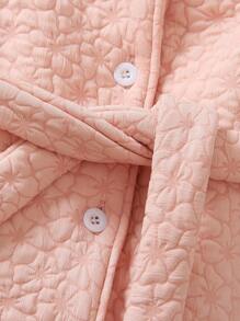 SHEIN Cô Gái Trẻ 1 Miếng Tương phản Cổ áo Borg Thắt lưng áo - Hồng - Xem 4