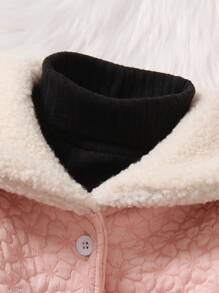 SHEIN Cô Gái Trẻ 1 Miếng Tương phản Cổ áo Borg Thắt lưng áo - Hồng - Xem 6