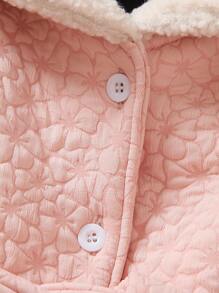 SHEIN Cô Gái Trẻ 1 Miếng Tương phản Cổ áo Borg Thắt lưng áo - Hồng - Xem 8