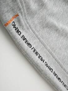 男小童字母刺繡斜口袋長褲 - 灰色 - 查看 3