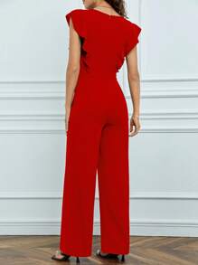 SHEIN Tall Ruffle Trim Wide Leg Jumpsuit
