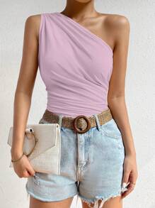 RosyDaze One Shoulder Ruched Top