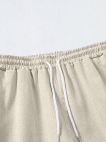 Manfinity Nam Chất rắn Áo sơ mi & Eo dây rút Quần Without Tee - xanh quân đội - Xem 8