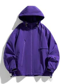 男士抽繩下擺連帽夾克 - 紫色 - 查看 1