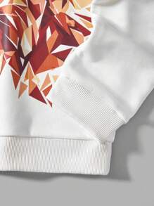 RueChic Men Lion Print Sweatshirt - White - View 5