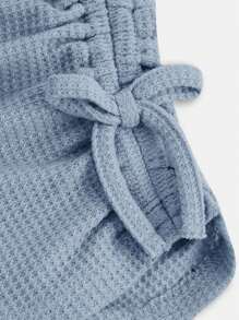 SHEIN 青少年女孩側抽繩褶邊背心上衣 - 霧霾藍 - 查看 4