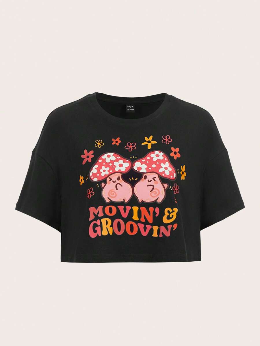 Emi Bee Áo thun nữ Hoạt hình Slogan Giải trí - màu đen - Xem 1