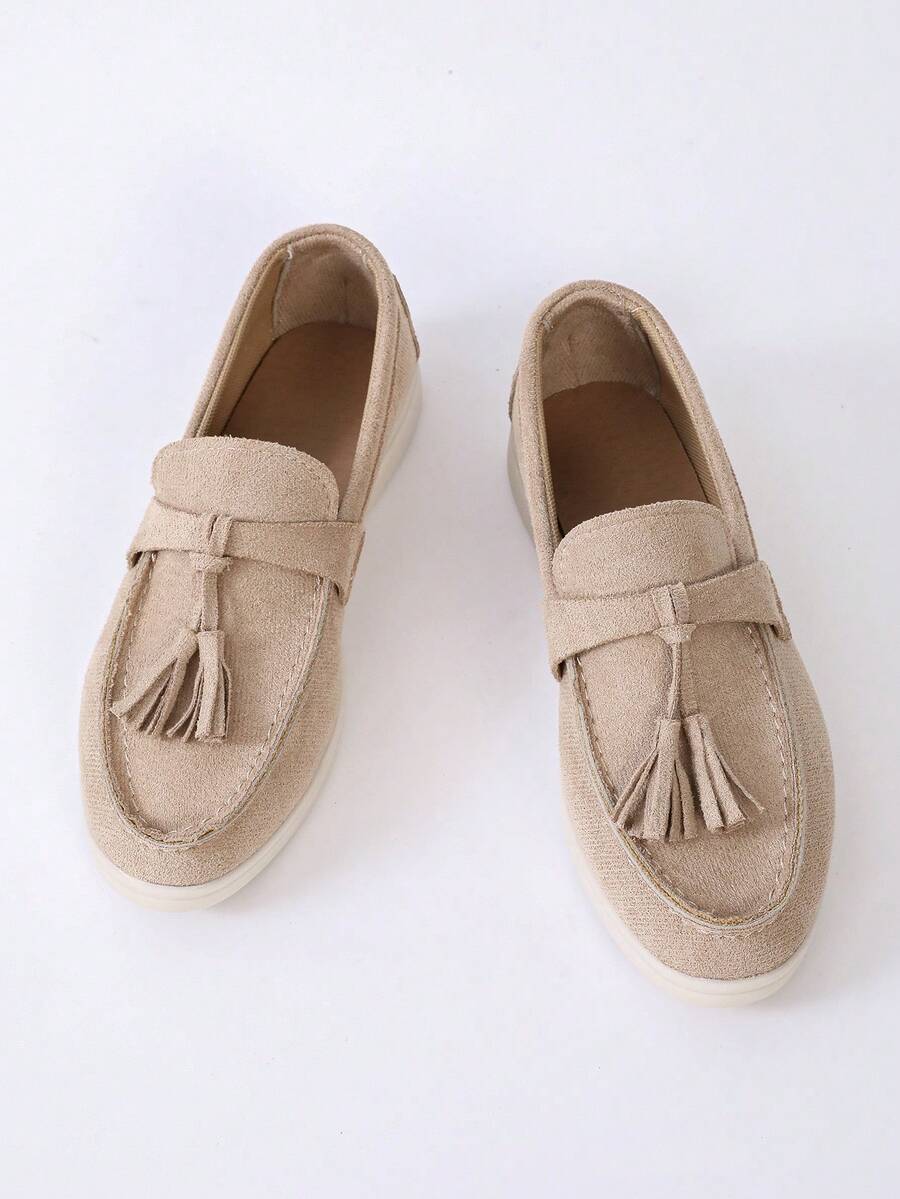Của phụ nữ Trang trí rìa Faux Suede Giày phẳng Ba lê Đối với Ngoài trời - Màu Khaki - Xem 1