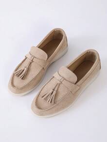 Của phụ nữ Trang trí rìa Faux Suede Giày phẳng Ba lê Đối với Ngoài trời - Màu Khaki - Xem 3