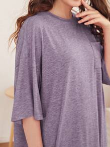 SHEIN Unity Drop Shoulder Split Hem Nightdress - Mauve Purple - View 5