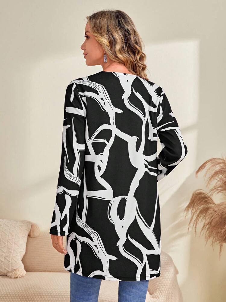 Mantel mit All Over Print offener Front,