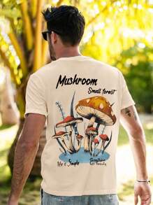 Men Mushroom & Letter Graphic Tee - Apricot - View 1