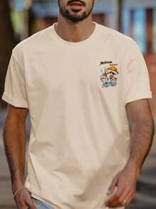 Men Mushroom & Letter Graphic Tee - Apricot - View 3