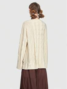 ROMWE Fairycore Women Cardigans Sulaman Plants Casual - Aprikot - View 3