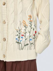 ROMWE Fairycore Women Cardigans Sulaman Plants Casual - Aprikot - View 5