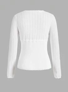 SHEIN MOD Tie Trước Xoắn Dan Áo len - trắng - Xem 2