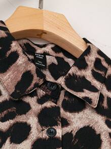 SHEIN LUNE Hơn In hoa Báo Áo sơ mi - Nhiều màu - Xem 5