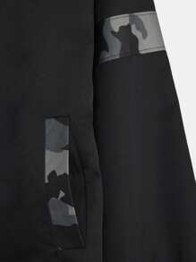 RueChic Tween Boy Camo Print Zip Up Hooded Jacket - Black - View 4