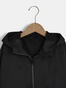 RueChic Tween Boy Camo Print Zip Up Hooded Jacket - Black - View 6