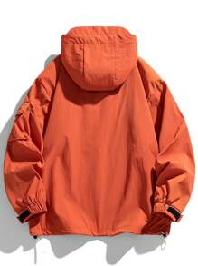 Hombres Cazadora con bolsillo de canguro bajo con cordón con capucha - Rojo - Ver 2