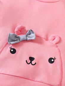 Bebé niña Sudadera con estampado de dibujos animados con diseño de orejas 3D & Pantalones de malla bajo con fruncido - Multicolor - Ver 5