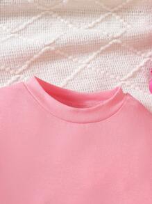 Bebé niña Sudadera con estampado de dibujos animados con diseño de orejas 3D & Pantalones de malla bajo con fruncido - Multicolor - Ver 7