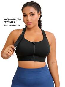 Easithlete 大碼拉鏈開襟後背十字交叉運動型文胸
