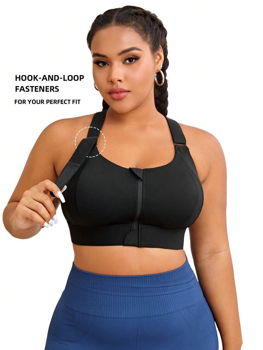 Easithlete 大碼拉鏈開襟後背十字交叉運動型文胸