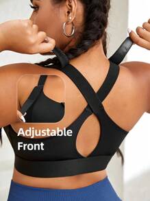 Easithlete 大碼拉鏈開襟後背十字交叉運動型文胸