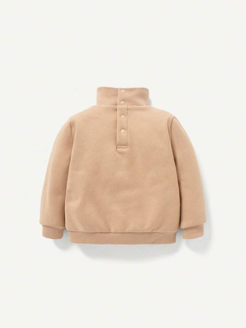 Baby Girl Mock Neck Patch Detail Thermal Lined Sweatshirt