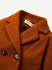 Cozy Pixies Baby Boys' Solid Color Thick Woolen Coat With Turn-down Collar - Rust Brown - View 7